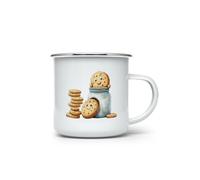 MAXIKIWI - Tasse de camping en émail durable pour intérieur et extérieur - Personnages alimentaires aquarelles - 350 ml