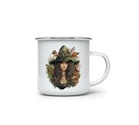 MAXIKIWI - Tasse de camping en émail durable pour intérieur et extérieur - Sorcière des bois - 350 ml
