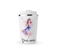 MAXIKIWI - Tasse isotherme à double paroi en acier inoxydable anti-fuite avec couvercle, garde les boissons chaudes et froides - Aquarelle princesse fée - 350 ml