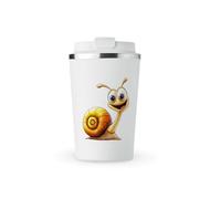 MAXIKIWI - Tasse isotherme à double paroi en acier inoxydable étanche avec couvercle, garde les boissons chaudes et froides - Motif escargot souriant mignon - 3 à 350 ml