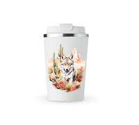 MAXIKIWI - Tasse isotherme à double paroi en acier inoxydable étanche avec couvercle, gobelet de voyage pour café ou thé - Garde les boissons chaudes et froides - Animaux sauvages occidentaux - 350 ml