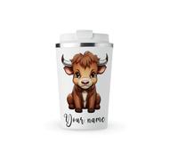 MAXIKIWI - Tasse isotherme à double paroi en acier inoxydable étanche avec couvercle, gobelet de voyage pour café ou thé - Garde les boissons chaudes et froides - Vache en colère amusante - 350 ml