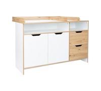 Maxim Commode à langer XXL avec fermeture amortie de porte Blanc craie Chêne artisanal