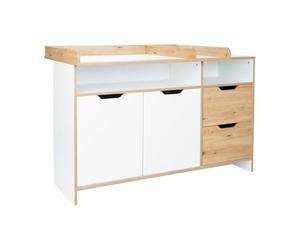 Maxim Commode à langer XXL avec fermeture amortie de porte Blanc craie Chêne artisanal