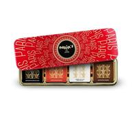 Maxim’s - Plumier métal 8 Carrés de chocolat assortis - Noir, au lait, marbré & caramel - Pur beurre de cacao - Idéal café, thé & cadeau gourmand - 32 g