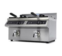 Friteuse professionnelle - 2 cuves de 8L - 2 paniers - avec robinet de vidange - Induction - Maxima