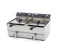 Friteuse 2x 16 L 2 Paniers avec robinet - Friteuse - Friteuse double traiteur - Inox - Professionnelle - 32 Litres