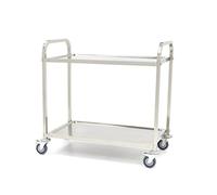 Maxima Gastro Chariot de service 2 niveaux 950 x 510 mm en acier inoxydable avec 4 roulettes et 2 freins