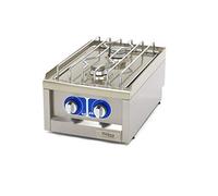 Maxima Plaque de cuisson à gaz de ommerciale - 400 x 600 mm de profondeur - 2 brûleurs - 3500 + 5000 W