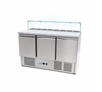 Maxima Réfrigérateur pour la préparation des pizzas - 137 cm - 3 portes - s'adapte à 8 x 1/6 GN - incl couvercle en verre