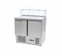 Maxima Réfrigérateur pour la préparation des pizzas - 90 cm - 2 portes - s'adapte à 5 x 1/6 GN - incl couvercle en verre