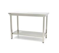 Maxima Table en acier inoxydable - 140 x 60 cm - hauteur réglable - avec étagère de rangement