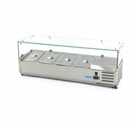 Maxima Vitrine réfrigérée à poser largeur 120 cm - 4 bacs 1/3 GN - Réfrigération à poser - Cycle de réfrigération unique - Vitrine réfrigérée traiteur