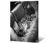 Maximalist - Affiches de guépard funky panthère sur le canapé - Art mural tendance noir et blanc - Impression sur toile vintage motif léopard - Œuvre d'art pour dortoir, salon, salle de bain - 30,5 x