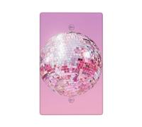Maximalist Art Preppy Plaque murale vierge pour interrupteur Motif boule disco sur fond rose 11,4 x 7 cm