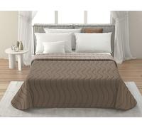 MAXIME MAISON Couvre-lit 165 x 265 cm noir/gris, design réversible, couvre-lit automne/printemps (100 g/m²), couette pour lit simple, matelassé, en microfibre douce, fabriqué en Italie (marron/moka)