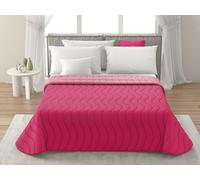 MAXIME MAISON Couvre-lit 215 x 265 cm fuchsia/azalée, design réversible, couvre-lit automne/printemps (100 g/m²), matelassé, en microfibre douce, fabriqué en Italie