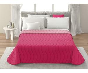 MAXIME MAISON Couvre-lit 215 x 265 cm fuchsia/azalée, design réversible, couvre-lit automne/printemps (100 g/m²), matelassé, en microfibre douce, fabriqué en Italie