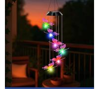 Maximex Carillon éolien LED Solaire Papillon pour Le Jardin, résistant aux intempéries, s’illumine dans l’obscurité, avec Panneau Solaire et Crochet de Suspension, 12,5 x 78 x 12,5 cm, coloré