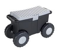 Maximex Chariot de jardin XXL avec compartiment de rangement, tabouret de jardin respectueux du dos et des genoux, avec roulettes et siège, siège de jardin robuste, roulettes jusqu'à 110 kg, 15 l