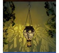 Maximex Lampe solaire de jardin Montgolfière aspect bronze, suspendue, capteur crépusculaire, résistante aux intempéries, lampe solaire pour jardin, balcon et terrasse, Ø 15 x 47 cm, métal