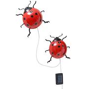 Maximex Lampe solaire LED pour jardin Coccinelle, lot de 2, capteur crépusculaire, résistante aux intempéries, décoration murale solaire pour le jardin et le balcon, 20 x 6 x 20 cm, plastique