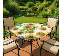 Maximex Nappe Ronde élastique, Ø 70-86 cm, Motif Tournesol, Nappe de Jardin Lavable avec élastiques, résistante aux intempéries et aux UV, pour Le Jardin, Le Balcon et Le Camping, en Plastique