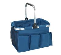 Maximex Panier universel d'extérieur, pliable, pour le jardin, la maison et les loisirs, compartimentage intérieur variable, avec poche à fermeture éclair, polyester, 37 L, 40 x 26 x 25 cm, bleu