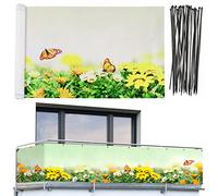 Maximex Pare-Vue de Balcon Pratique avec Motif Papillon et Haute résistance aux UV et aux intempéries - Séchage Rapide et résistant aux déchirures - 5 m