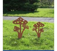 Maximex Piquets de Jardin Champignon, Lot de 2, déco extérieure résistante aux intempéries, métal Aspect Rouille, pour Jardin, terrasse et Balcon, 20 x 35 cm