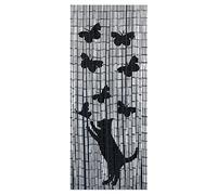 Maximex Rideau en Bambou Chat & Papillon, Rideau à Motifs pour Balcon & terrasse, également comme moustiquaire/Pare-Vue, en Bambou avec 65 brins, Fait Main, 2 Crochets Ronds Inclus, 90x200cm
