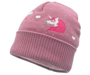 maximo - Girl's Unicorn Beanie with Turn-up and Lining - Bonnet - 47-49 cm - foxglove / sun pink