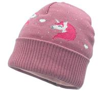maximo - Girl's Unicorn Beanie with Turn-up and Lining - Bonnet - 49-51 cm - foxglove / sun pink