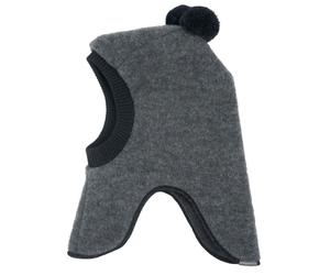 maximo - Kid's Mini Balaclava Wool Fleece + Pompons - Cagoule - 45-47 cm - medium grey melange