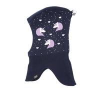 maximo Mini Bonnet jacquard licorne pour fille, fabriqué en Allemagne, Bleu marine/blanc, 51
