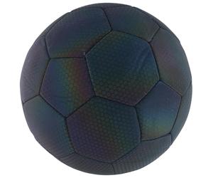 MaxiMondo Ballon de Foot Lumineux - Football Taille 5 - Ballon Enfant et Adulte Holographique/Réfléchissant - Ballon pour Utilisation Intérieure et Extérieure - Nylon - Noir