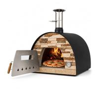 MAXIMUS Four à Bois PRO d'Extérieur, Acier Inoxydable, Bois, Noir, 100cm