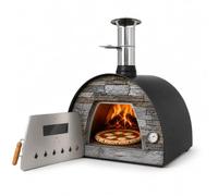 MAXIMUS Four à Bois PRO d'Extérieur, Acier Inoxydable, Bois, Noir, 70cm