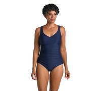 Maxine of Hollywood Women's Standard Over The Shoulder Shirred One Piece Swimsuit, Indigo//Solids, 12