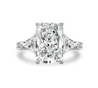 Maxinejewelry Bague de fiançailles 4,5 carats pour femme, trois pierres en oxyde de zirconium 5A en argent sterling 925, halo caché, bijou de mariage, Argent sterling, Zircone cubique