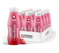 MaxiNutrition MaxShake Lot de 12 milkshake protéinés à la fraise, 12 x 330 ml, boisson protéinée crémeuse pour les déplacements, 25 g de protéines, faible teneur en matières grasses et à faible teneur