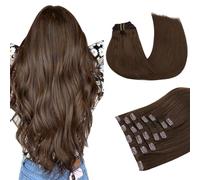 MAXITA Extension à Clip Cheveux Naturel，40cm 7 Pcs 120g Brun Chocolat, Extensions Cheveux à Clip Cheveux Humains Véritables Cheveux Naturels Droits pour Femme