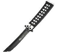 Maxknives P46B Couteau papillon lame acier 3CR13 manche aluminium blanc et noir