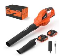MAXLANDER Souffleur à feuilles avec batterie 18 V, vitesse de l'air : 250 | Débit d'air 260 km³/h avec 2 batteries de 2,0 Ah et chargeur, souffleur de feuilles pour l'entretien du jardin, la terrasse