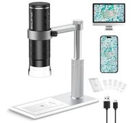 MAXLAPTER Microscope Numérique WiFi, 50X-1000X Microscope Numérique sans Fil pour Adultes et Enfants, Caméra Microscope USB avec Support Métallique, Compatible avec iPhone iPad Android Windows Mac