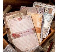Maxleaf Lot de 60 feuilles de papier de scrapbooking vintage avec bordure en dentelle pour lettres, papier décoratif vintage, fournitures de scrapbooking, planificateurs, esthétiques, collage