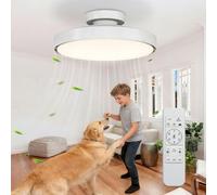 Maxled, Light is Led! 50cm Silencieux Ventilateur de Plafond avec Lumière et Télécommande 56W Lampe Ventilateur Plafond LED 3CCT Dimmable 6 Vitesses Réversible Minuterie Mémoire pour Chambre Moteur DC