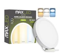 Maxled, Light is Led! Plafonnier LED Plat Et Rond 36W Panneau Lumineux Ø400mm Lampe Salle Bain 2900LM 3CCT 3000K-6000K Blanc Chaud Neutre Froid Non Réglable 85V-265V Aluminium