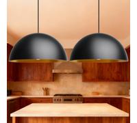 Maxled, Light is Led! Suspension Noir Et Or Culot E27 Lampe Suspendue Industrielle Ø40cm Suspension Moderne Suspensions Plafonnier Suspendu Vintage Ferme Métal Plafonnier pour Cuisine 2 Pièces
