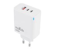 Maxlife Chargeur Secteur GaN 65W PD avec 2 USB-C 65W et 1 USB-A 36W Ultra-Rapide